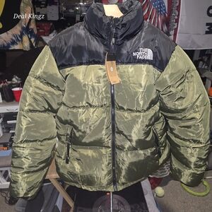 The North Face - Womans Olive and Black Puffer Jacket